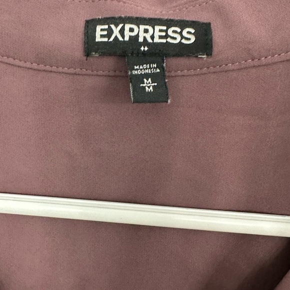 Express Purple Button Down w/Black Piping Sz Med Eclectic Grandpa City Girl - Picture 3 of 9